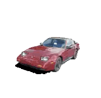 A Red Car With A Black Shadow On The Ground On A White Background Sticker