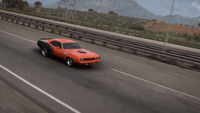 A Red Car With A Hood That Has The Letter S On It GIF