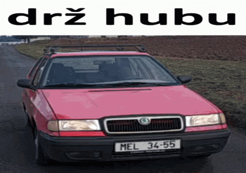 A Red Car With A Licence Plate That Says Mel 34-55 GIF