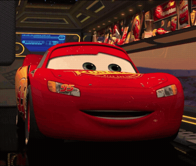 A Red Car With The Number 95 On The Front Of It GIF