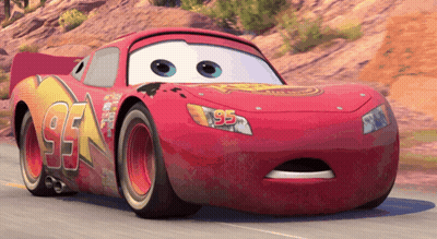 A Red Car With The Number 95 On The Front Of It GIF