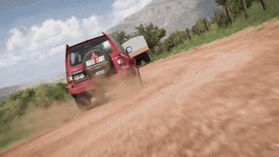 A Red Car With The Word Rally On The Back GIF