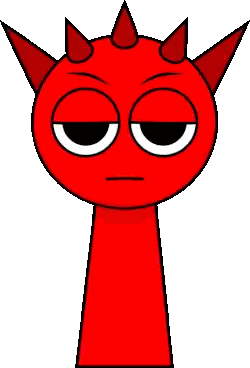 A Red Cartoon Character With Horns On His Head Sticker