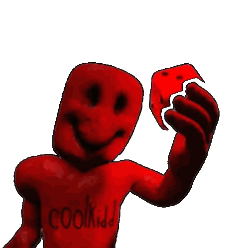 A Red Cartoon Character With The Word Coolkid On The Back Of His Shirt Sticker