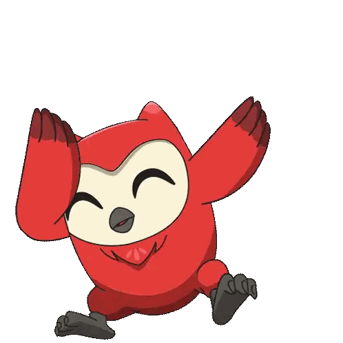 A Red Cartoon Owl Is Dancing With Its Arms Outstretched On A White Background Sticker