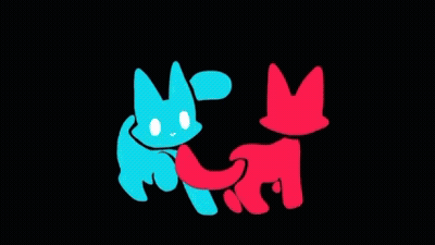 A Red Cat And A Blue Cat Are Hugging Each Other . GIF