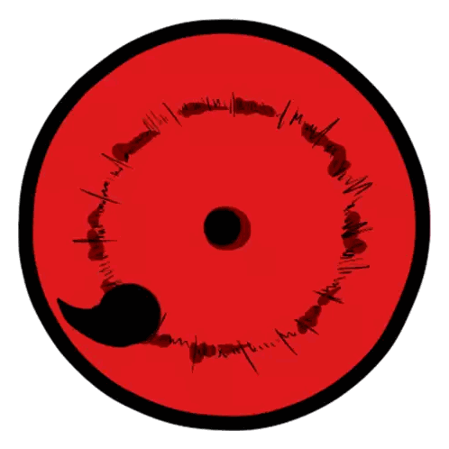 A Red Circle With A Black Border And A Black Shadow Sticker