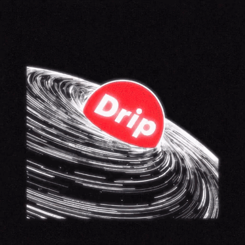 A Red Circle With The Word Drip Written On It GIF