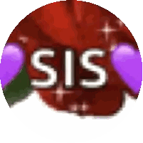 A Red Circle With The Word Sis In White Letters Sticker