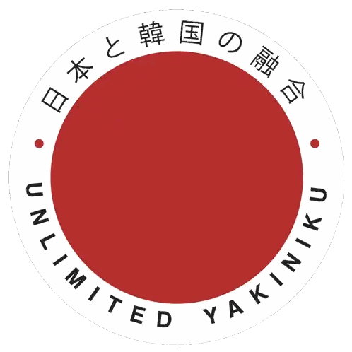 A Red Circle With The Words Yoshi Meat Su Unlimited Yakiniku On It Sticker