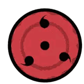 A Red Circle With Three Black Dots In The Middle Sticker