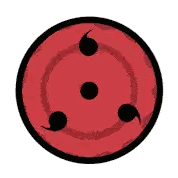 A Red Circle With Three Black Dots On It Sticker