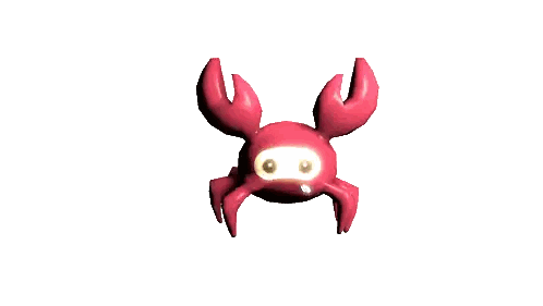 A Red Crab With A White Face And A Ring In Its Mouth Sticker