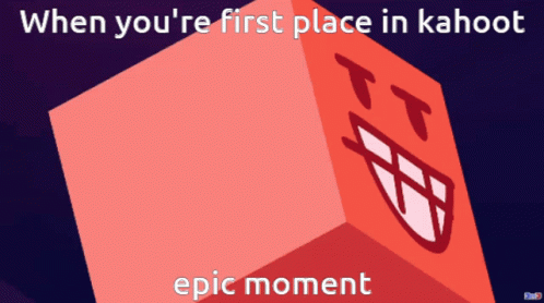 A Red Cube With A Face On It That Says " Epic Moment " GIF