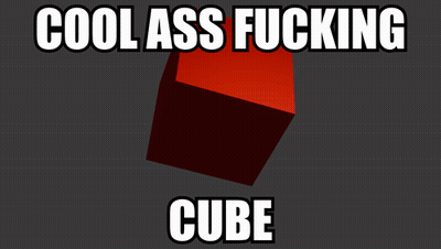 A Red Cube With The Words Cool Ass Fucking Cube Written Below It GIF