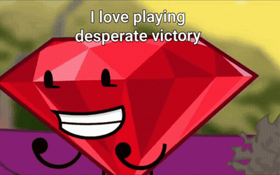 A Red Diamond With A Face And The Words I Love Playing Desperate Victory GIF