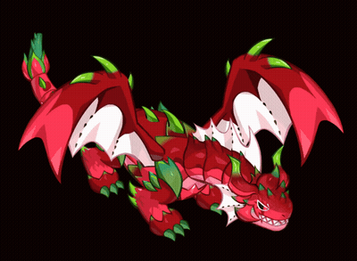 A Red Dragon With Green And White Wings Is Laying Down GIF