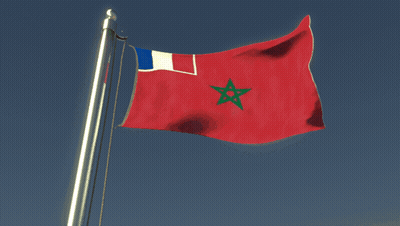A Red Flag With A Green Star On It Is Flying GIF