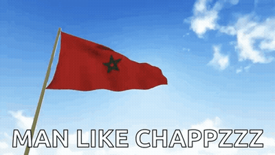 A Red Flag With A Green Star On It Is Waving In The Wind With The Words Man Like Chappzzz Below It GIF