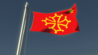 A Red Flag With A Yellow Cross Is Flying In The Wind GIF