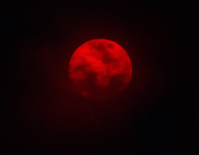 A Red Full Moon In A Dark Night Sky GIF