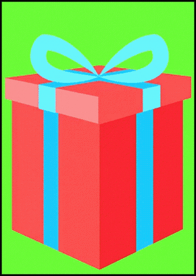 A Red Gift Box With Blue And White Ribbons GIF