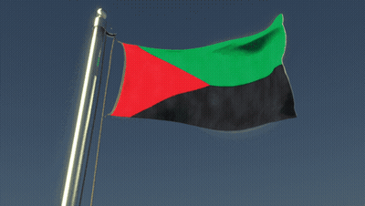 A Red Green And Black Flag Is Flying On A Pole GIF