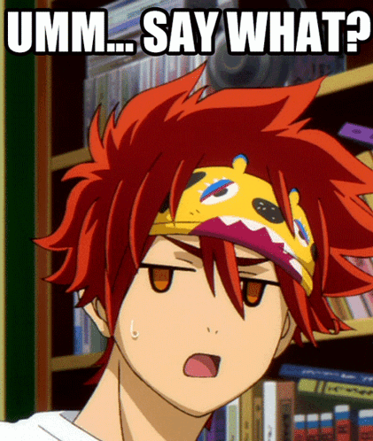 Red Haired Anime Bear Headband Say What GIF