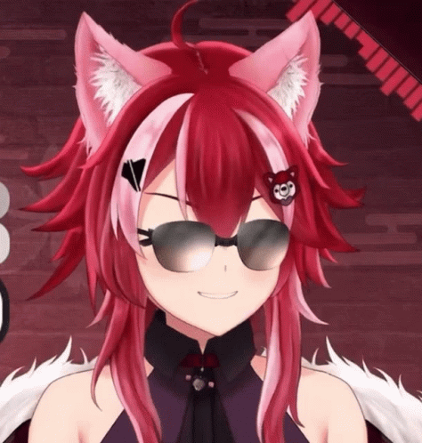 A Red Haired Anime Character With Sunglasses On GIF