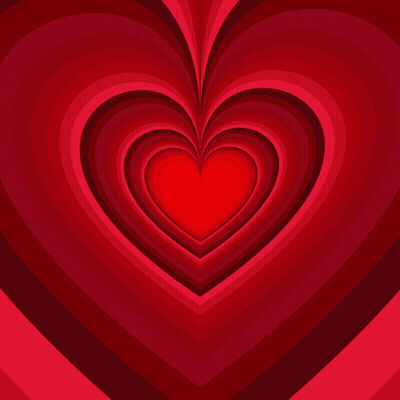 A Red Heart Is Surrounded By Other Red Hearts On A Red Background GIF