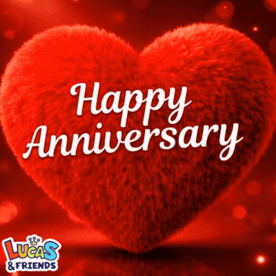 A Red Heart Says Happy Anniversary In White Letters GIF