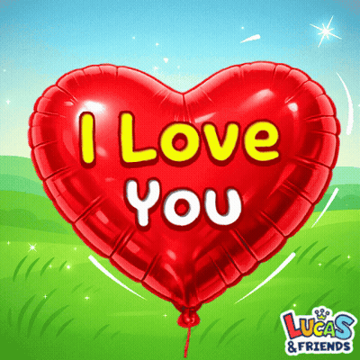 A Red Heart Shaped Balloon That Says I Love You On It GIF