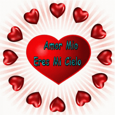 A Red Heart That Says Amor Mio Eres Mi Cielo GIF