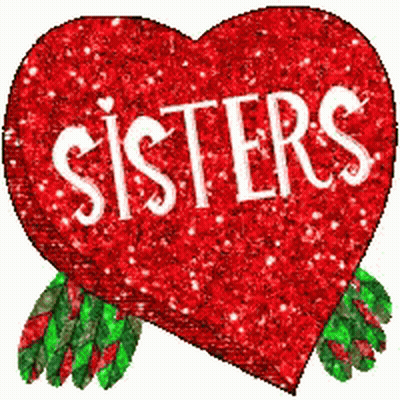 A Red Heart That Says Sisters On It GIF