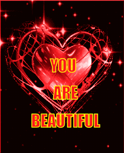 A Red Heart That Says " You Are Beautiful " On It GIF