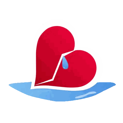 A Red Heart With A Drop Of Water In The Middle Sticker