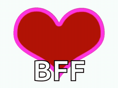 A Red Heart With A Pink Border And The Word Bff On It GIF
