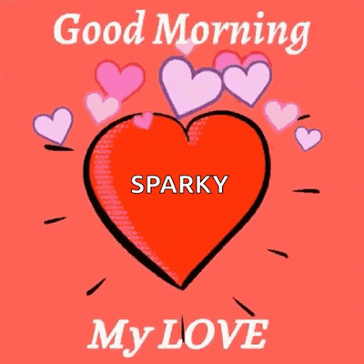 A Red Heart With Sparky Written On It Is Surrounded By Pink Hearts GIF
