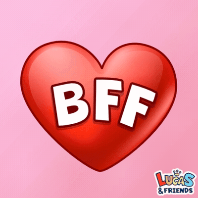 A Red Heart With The Word Bff Written Inside Of It GIF