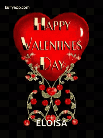A Red Heart With The Words `` Happy Valentine 'S Day Eloisa '' Written On It GIF