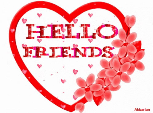 A Red Heart With The Words Hello Friends Written Inside GIF