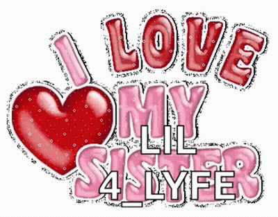A Red Heart With The Words I Love My Lil Sister GIF