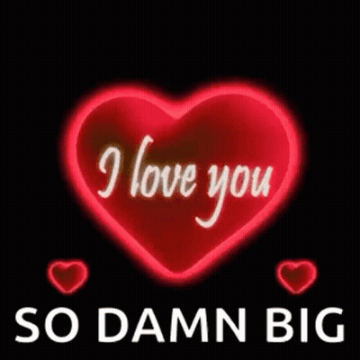 A Red Heart With The Words `` I Love You So Damn Big '' Written Inside Of It GIF