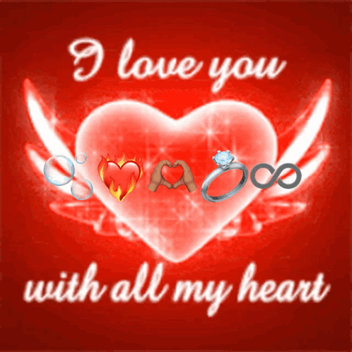 A Red Heart With The Words I Love You With All My Heart GIF