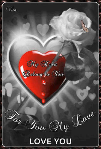 A Red Heart With The Words " My Heart Belongs To You " On It GIF