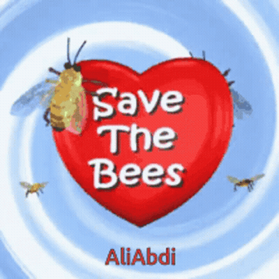 A Red Heart With The Words Save The Bees Aliabdi On It GIF
