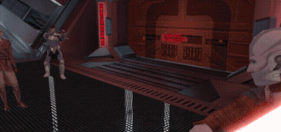 A Red Laser Beam Is Shining On A Sign That Says " Emergency Exit " GIF