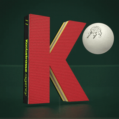 A Red Letter K With A Ping Pong Ball On It GIF