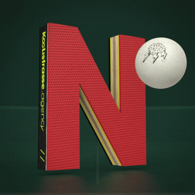 A Red Letter N With A Ping Pong Ball In The Middle GIF