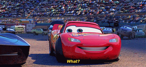 A Red Lightning Mcqueen From Cars Is Smiling And Asking What GIF